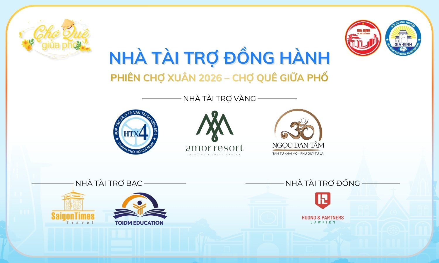 Bảng Nhà tài trợ đồng hành cùng Phiên chợ Quê 2026 - Chợ Quê Giữa Phố